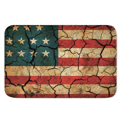 Cracked American Flag Print Indoor Door Mat