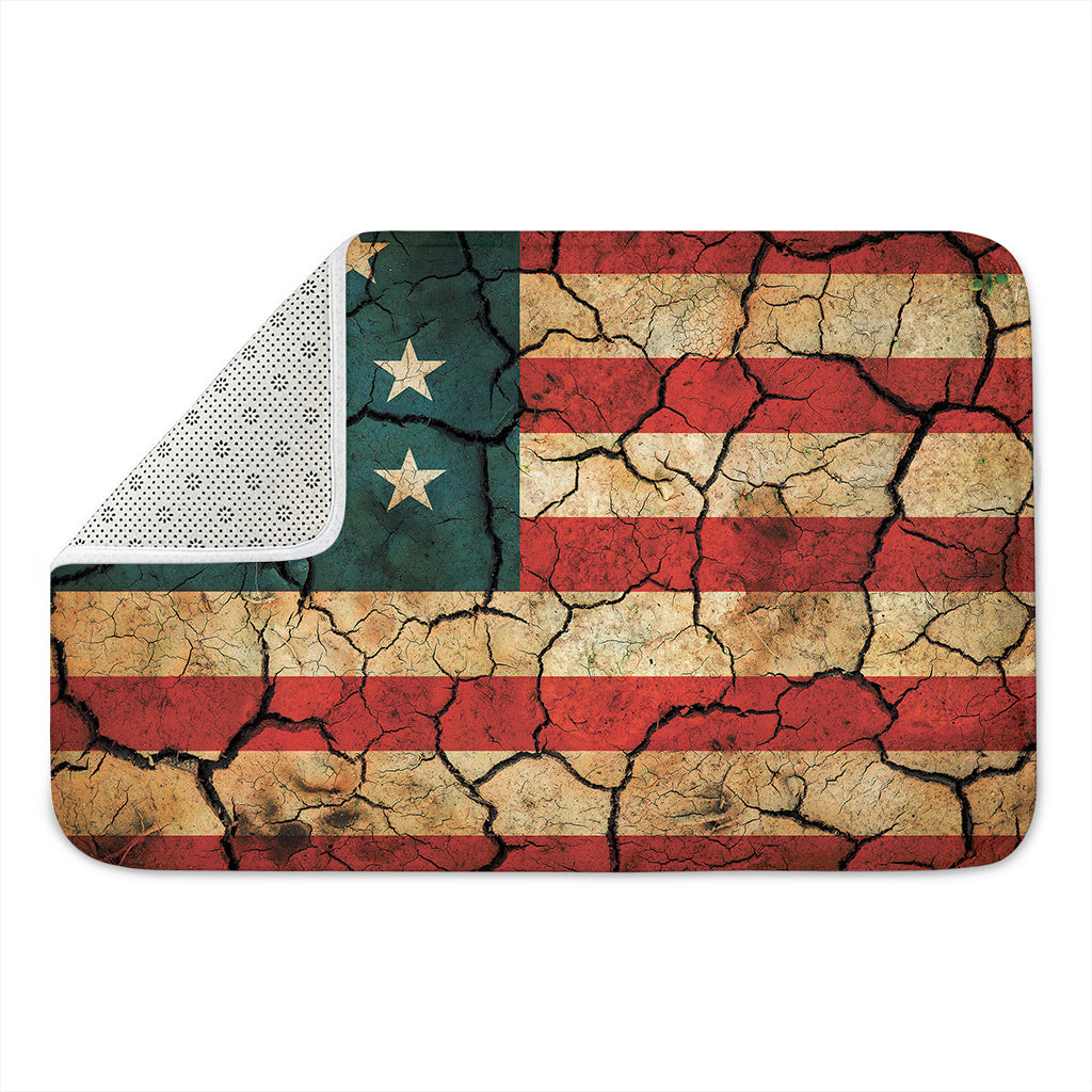 Cracked American Flag Print Indoor Door Mat