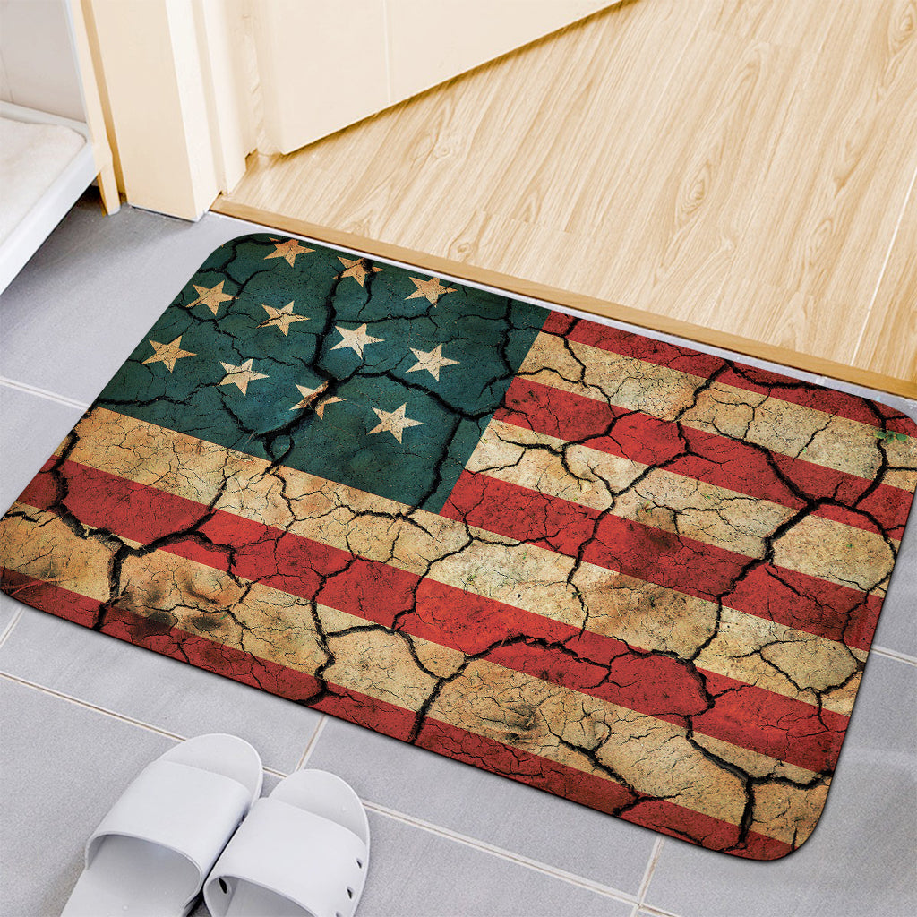 Cracked American Flag Print Indoor Door Mat