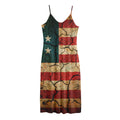 Cracked American Flag Print Jersey Midi Cami Dress