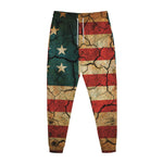 Cracked American Flag Print Jogger Pants