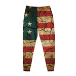 Cracked American Flag Print Jogger Pants