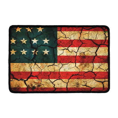 Cracked American Flag Print Kitchen Mat