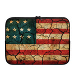 Cracked American Flag Print Laptop Sleeve