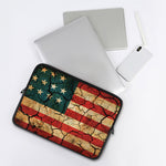 Cracked American Flag Print Laptop Sleeve