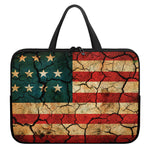 Cracked American Flag Print Laptop Sleeve With Handle