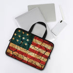 Cracked American Flag Print Laptop Sleeve With Handle