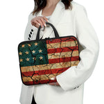 Cracked American Flag Print Laptop Sleeve With Handle