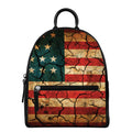 Cracked American Flag Print Leather Backpack