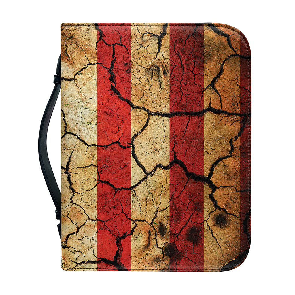 Cracked American Flag Print Leather Bible Cover