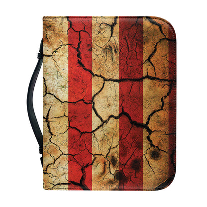 Cracked American Flag Print Leather Bible Cover
