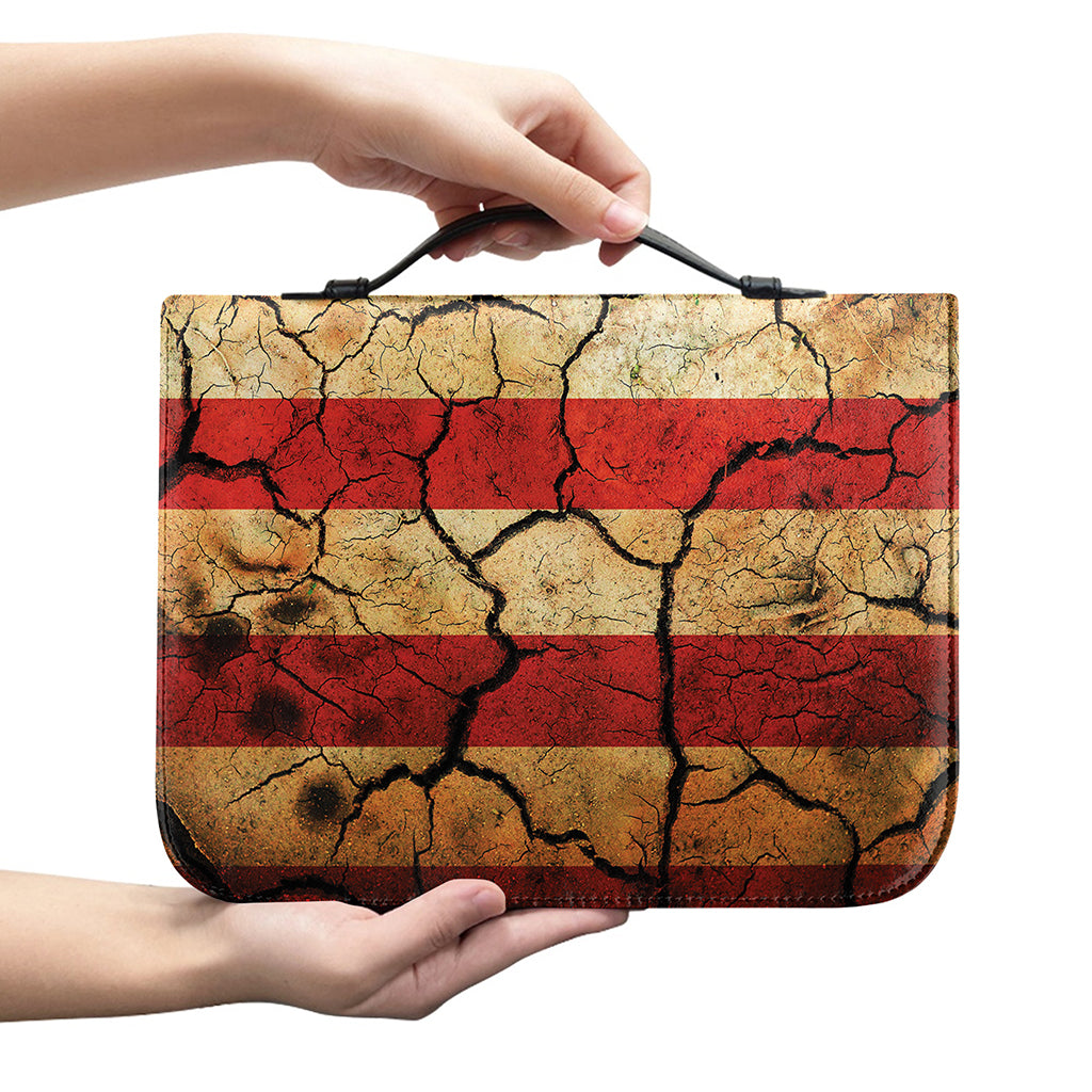 Cracked American Flag Print Leather Bible Cover
