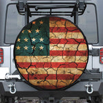 Cracked American Flag Print Leather Spare Tire Cover