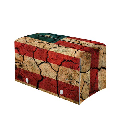 Cracked American Flag Print Leather Tissue Box Cover