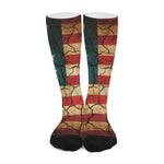 Cracked American Flag Print Long Socks