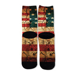 Cracked American Flag Print Long Socks