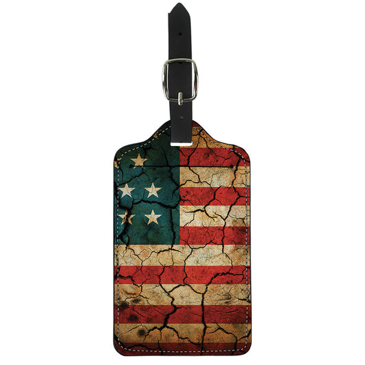 Cracked American Flag Print Luggage Tag