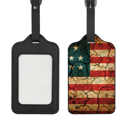 Cracked American Flag Print Luggage Tag