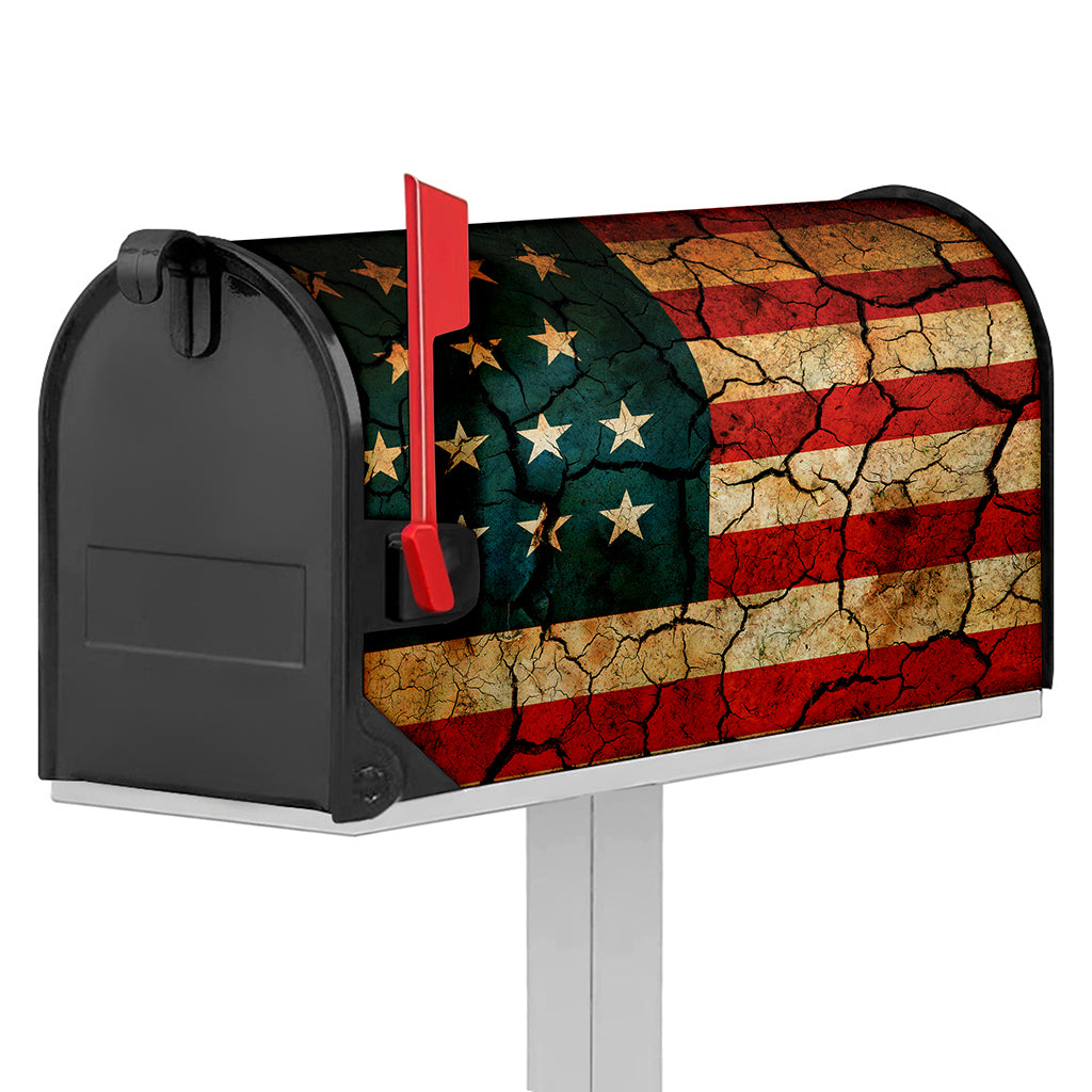 Cracked American Flag Print Mailbox Cover