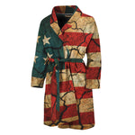 Cracked American Flag Print Men's Bathrobe