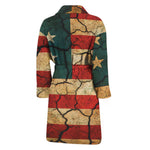 Cracked American Flag Print Men's Bathrobe