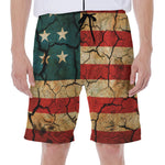 Cracked American Flag Print Men's Beach Shorts