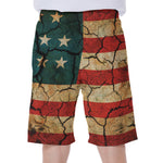 Cracked American Flag Print Men's Beach Shorts