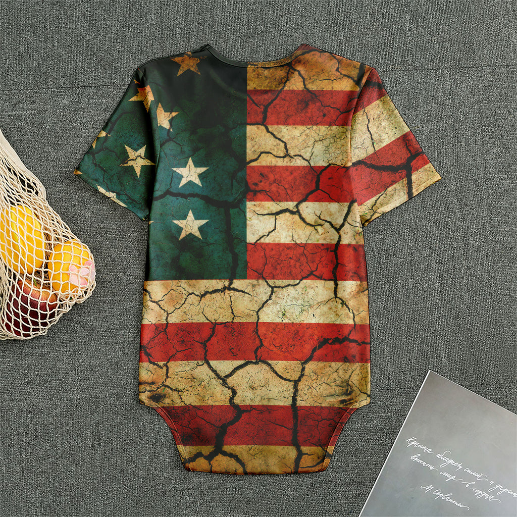 Cracked American Flag Print Men's Bodysuit