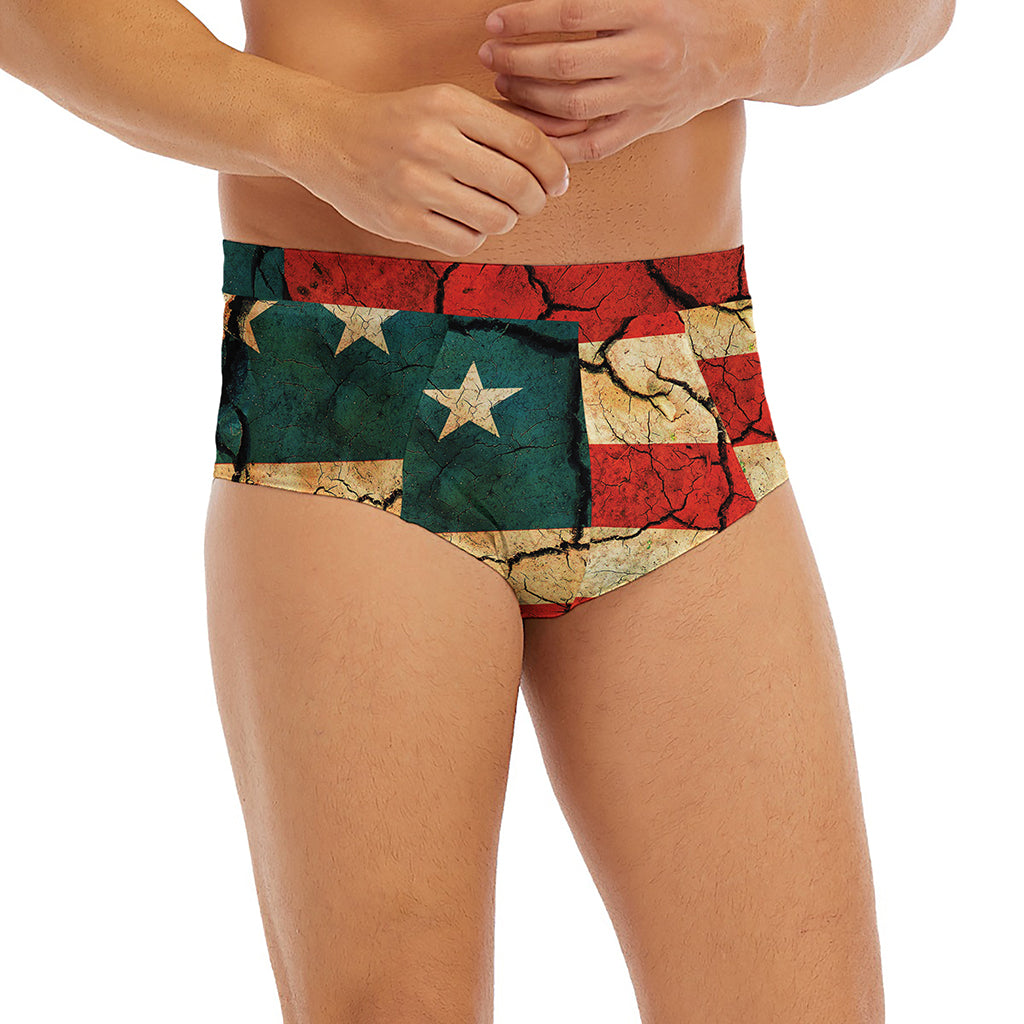 Cracked American Flag Print Men's Briefs
