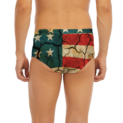 Cracked American Flag Print Men's Briefs