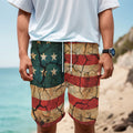 Cracked American Flag Print Men's Cargo Shorts