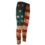 Cracked American Flag Print Men's Compression Pants