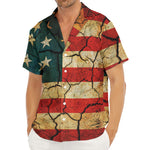 Cracked American Flag Print Men's Deep V-Neck Shirt