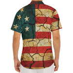 Cracked American Flag Print Men's Deep V-Neck Shirt