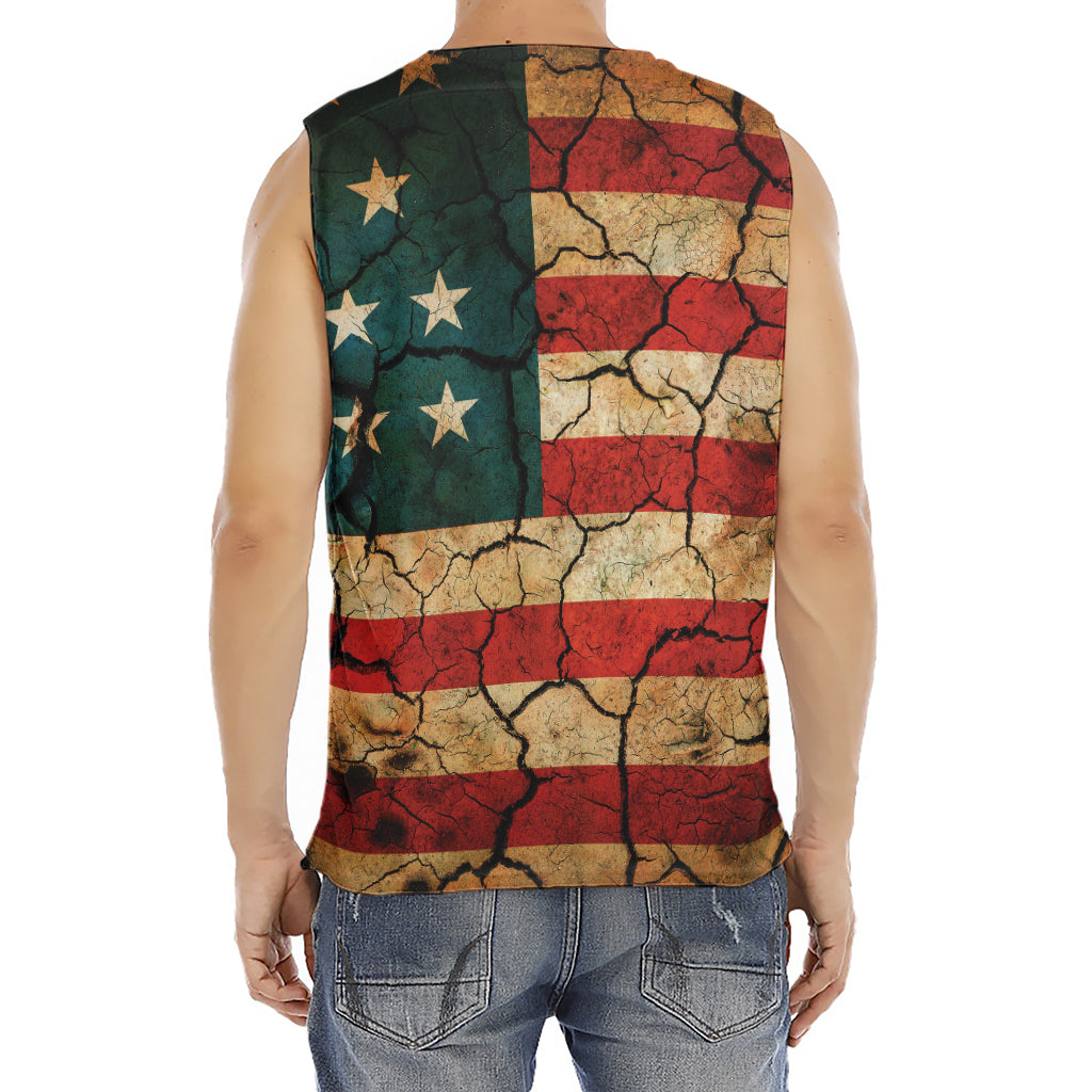 Cracked American Flag Print Men's Fitness Tank Top