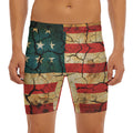 Cracked American Flag Print Men's Long Boxer Briefs