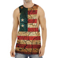Cracked American Flag Print Men's Muscle Tank Top