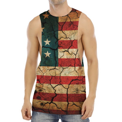 Cracked American Flag Print Men's Muscle Tank Top