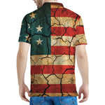 Cracked American Flag Print Men's Polo Shirt