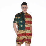 Cracked American Flag Print Men's Rompers