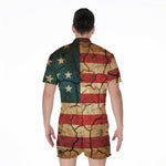 Cracked American Flag Print Men's Rompers