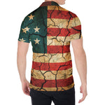 Cracked American Flag Print Men's Shirt