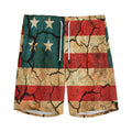 Cracked American Flag Print Men's Athletic Shorts