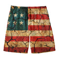 Cracked American Flag Print Men's Swim Trunks