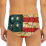 Cracked American Flag Print Men's Triangle Swim Briefs