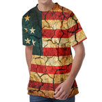 Cracked American Flag Print Men's Velvet T-Shirt