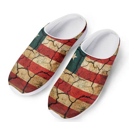Cracked American Flag Print Mesh Casual Shoes
