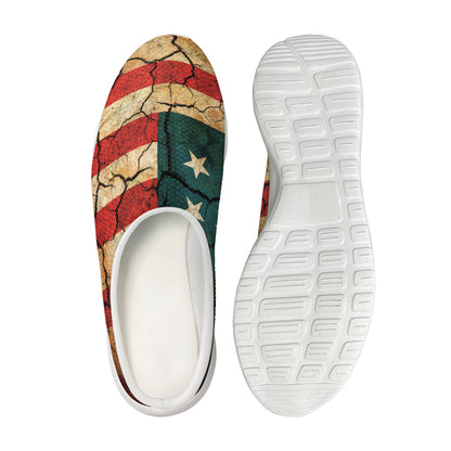 Cracked American Flag Print Mesh Casual Shoes