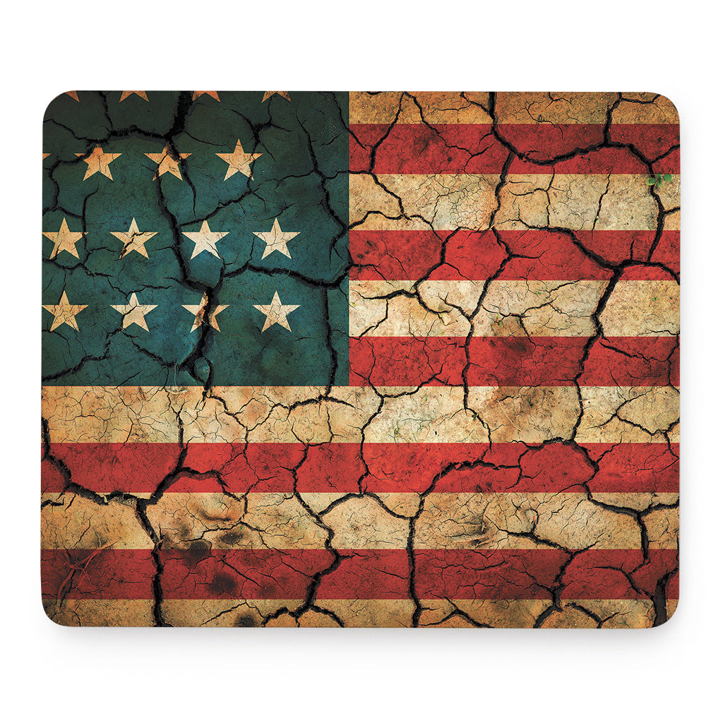 Cracked American Flag Print Mouse Pad