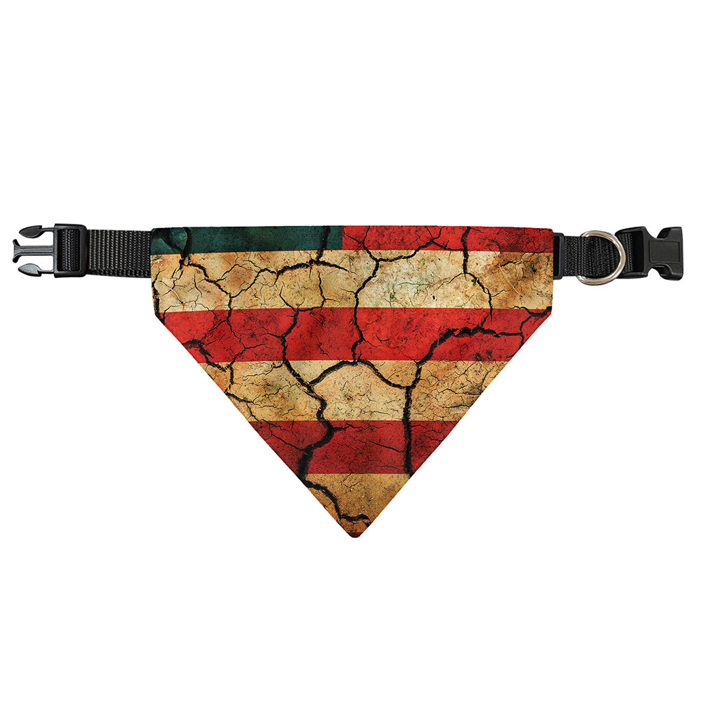 Cracked American Flag Print Over The Collar Dog Bandana